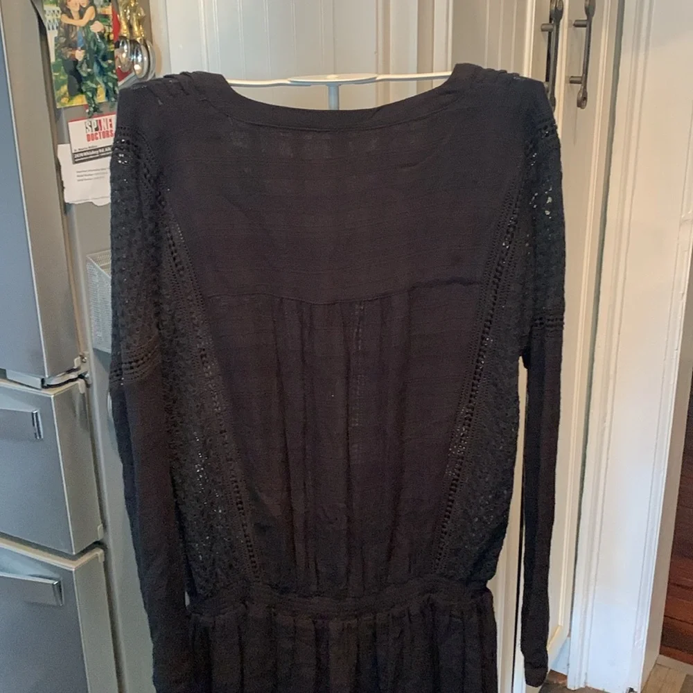 Free People Nomad‎ Peasant dress in black. NWT. Retail 148